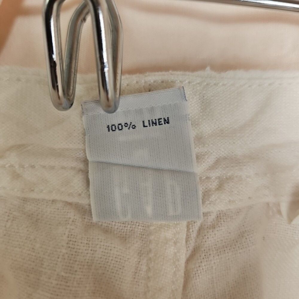 GAP White Linen Cropped Pants Women's Medium Drawstring Pockets Coastal Beach - Picture 8 of 8